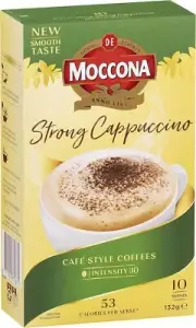 Moccona Strong Cappuccino 50 Individual Sachets (5 X 10 Pack)