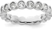 925 Sterling Silver Bezel Polished Patterned Stackable Expressions White Topaz Ring USA Size 6 Jewelry for Women
