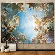 Sanzugh Retro Renaissance Tapestry, Vintage Greek Mythology Painting Art Ceiling Tapestries Wall Hanging for Bedroom College Dorm Living Room Office Decor 80X60, Unique Baroque Angel Poster Blanket