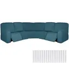 Peryiter 7 Pcs L Shape Sectional Recliner Sofa Covers 5 Seat Sectional Couch ...
