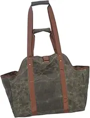 PERSELOSO Capacity Waxed Canvas Firewood Storage Bag Water Resistant Tote for Organizing Firewood Log Carrier for Indoor Outdoor Use Heavy Duty Fire Pit Holder