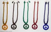 Necklace & Earring Set Asso Retro Look Peace Symbol Beaded Costume Necklace Set