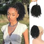 Ponytail Hair Extensions for Women Short Cute Long Hair Braids Ponytail, Synthetic Ponytail Clip Long Hair Braids Twist Crochet Hair Bundle Ponytail for Women (1B, 20CM)