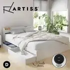Artiss Bed Frame Double Size Mattress Base Charging Ports 2 Storage Drawers AURA