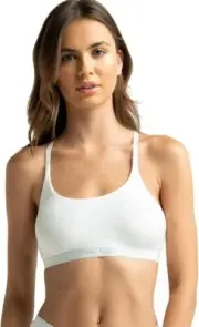 Calvin Klein Pure Ribbed Unlined T-Strap Bralette QF6438 White XS
