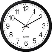 Bernhard Products Black Wall Clock, Silent Non Ticking - 16 Inch Extra Large Quality Quartz Battery Operated Round Easy to Read Home/Office/Business/Kitchen/Classroom/School Clocks