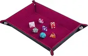SIQUK Double Sided Dice Tray, Folding Rectangle, Dark Rose Red Dark Rose Red