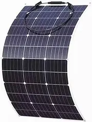 24V/12V Ultra Lightweight Monocrystalline Bendable Semi-Flexible Black Solar Panels,80Watt Flexible Solar Panel for Marine RV Boat Van Cabin Camper Uneven Surfaces
