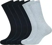 [AJ DEZINES] Cotton Cushion Crew Socks for Women Pack of 3 Pairs, 2 Black, 1 Grey