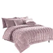 Blush Faux Mink Quilt Set
