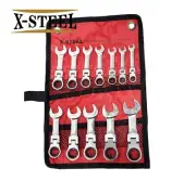 X-Steel 12pc 8-19mm Flexible Stubby Ratchet Combination Ring Open End Spanner