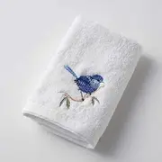 2X Pilbeam Living Blue Wren 32x32cm Cotton Face Washer - White