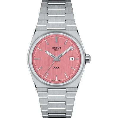 NEW TISSOT T1372101133100 PRX 35MM PINK DIAL STEEL BRACELET T137.210.11.331.00