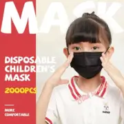 [2000 Pcs]For Kids Children Black 3 Ply Disposable Face Mask Earloop Mouth Cover