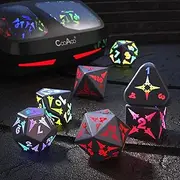 CooAoo Light Up DND Dice Set, Wireless Rechargeable LED Dice with Charging Box, 7 PCS Electronic Dice Set, Glowing RGB Polyhedral D&D Dice for Dungeons and Dragons PRG MTG Gifts Sword