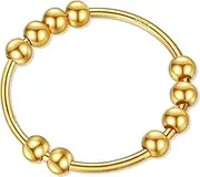 [JICHENJIAN] Sterling Silver Anxiety Ring for Women Men Fidget Rings for Anxiety Anxiety Ring with Beads Spinner Ring for Anxiety Spinning Ring Fidget Jewelry Thumb Rings