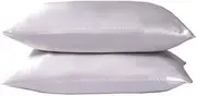 Luxury Silky Satin Pillowcase for Hair and Skin, 2-Pack - Queen Size Pillow Cases - Satin Pillow Covers with Envelope Closure (Queen, White)