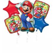 Super Mario Bros Foil Balloon Bouquet 5 Pieces