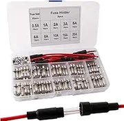 175Pcs Glass Fuses Assortment Kit, Professional Quick Impacts Fuses Assortment Kit with 20 Fuse Clamps and 5 Spiral Fuse Holders, 175Pcs Set, Glass