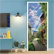 Door Stickers 3D Removable Self Adhesive Sticker Landscape Door Stickers Natural Scenery Wallpaper Art Murals(B,95x215cm)