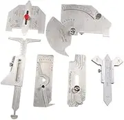 Justivana 6Pcs Welding Gauge Weld Inspection Gauge Weld Seam/Round Corner/Crown Test Size Ruler Angle Measurement Kit Combination Set