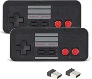 KIWITATA Wireless NES USB Controller for PC Games, 2 Pack 2.4G Rechargeable Wireless NES Remote USB Retro Game Pad Controller for Windows MAC Raspberry Pi 3
