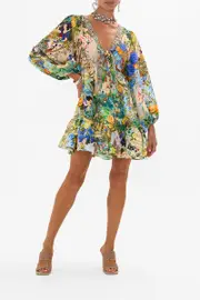 SHORT TIE FRONT BLOUSON DRESS THE KINDEST ONE OF ALL