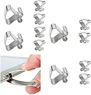 12 x Frameless Clips 7mm French Style Silver Chrome Plated Picture Frame Braces Hanging Hook (Includes 2 Reusable levers for Fitting)