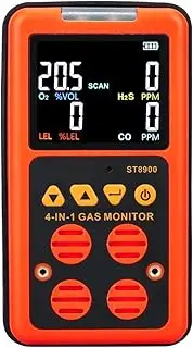 Gas Leak Detector Tester 4 in 1 Multi Gas Detector Gas Monitor Oxyn O2 Hydron Sulfide H2S Carbon Monoxide CO Combustible Gas LEL Gas Analyzer Meter with Wide Test Range, High Sensitivity