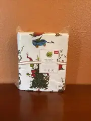 Pottery Barn Kids Christmas Dr. Seuss THE GRINCH AND MAX Flannel Twin Sheet Set