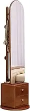 Body Length Mirror Full-Length Mirror, Full-Length Mirror, Floor-to-Ceiling Mirror, All Solid Wood, Simple, Rotatable, Drawer, Clothes Hanger, Coat Rack for Home Bedroom Floor Mirrors