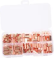 CHILDWEET 250pcs Copper Connecting Combos Wire Connectors Tube Copper Tubes Copper Connection Tubes Copper Wire Connector Small Copper Tube for Wire Connection Electric Wire Boxed
