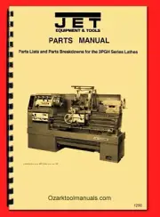 JET Model 3PGH 14x40 Metal Lathe 1440 Wiring Diagram & Parts Manual 1250