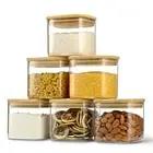 22oz Airtight Square Spice Containers with Bamboo Lid Set of 6 (650ml) Kitche...