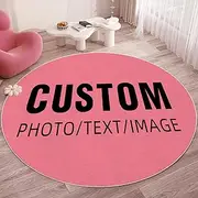 Custom Round Rug, Personalized Washable Circle Area Rug for Playroom Non Slip, Soft Area Rugs for Bedroom Baby Kids Room Indoor Play Mat Throw Carpet for Dorm Nursery (48in)