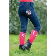 HKM AYMEE GIRLS RIDING BREECHES DENIM W SILICONE KNEE PATCHES ELASTIC WAIST