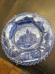 Los Angeles CA Court House Flo Blue Pictorial Souvenir Plate Rowland & CO. Rare