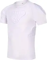[DGYAO] Padded Compression Shirt Top Rib Back Protector Tee Shirt Underware for Rugby Football Cycling Tennis Youth Boys