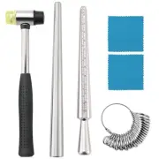 Ring Mandrel Sizer Tool with Metal Mandrel Finger Sizing Measuring Stick and ...