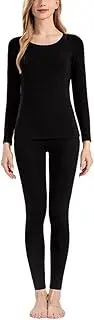 [CADTARBAB] Thermal Underwear Set Women's Base and Top Long Warm Thermal Underwear Set for Winter Sports Underwear Ski Underwear, Black