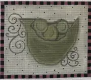 Ewe & Eye Stylized Pea Pod Handpainted Needlepoint Canvas Farm Cottagecore Garde