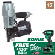 Metabo HPT Pneumatic Siding Nailer + 18V Impact Driver Pro Bundle Kit, 2-1/2 Inc