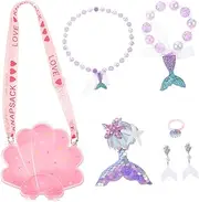 JOINPAYA Toddler Girl's Necklace Kit 1 Set of Boys and Girls Jewelry Mermaid Theme Decorative Necklace Set
