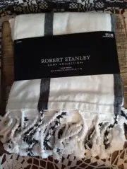 Robert Stanley Home Collection Table Throw 40x40inches White Farmhouse Christmas