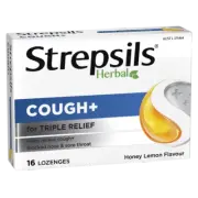 Strepsils Herbal Cough+ 16 Lozenges - Honey Lemon Flavour Sore Throat