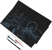 DECORNIJIA 1 Set DIY Scratch Picture Night Scene with Wooden Pen Gold Plated Pen Brush and Scraper Scratch Paper Crafts for Creative Drawing and Painting