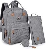 Dikaslon Diaper Bag Backpack with Portable Changing Pad, Pacifier Case and Stroller Straps, Large Unisex Baby Bags for Boys Girls, Multipurpose Travel Back Pack Moms Dads