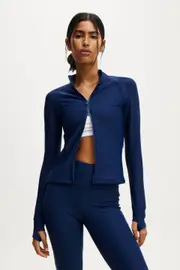 [Body] Body - Fleece Lined Zip Thru Long Sleeve - Heritage blue M HERITAGE BLUE