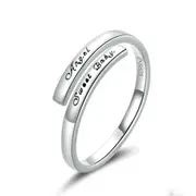 Silver plating Simple Lettering Ring Open Adjustable Finger Rings for Women Jewelry