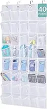AOODA Over The Door Hanging Pantry Snack Organizer 40 Mesh Pockets Kids Shoe Rack Hanger Holder For Closet, White